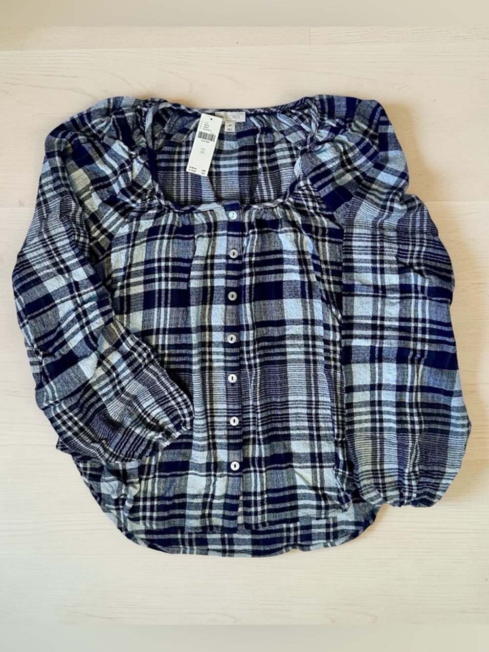 Pilcro Blue Plaid Button Down Shirt Woman Size XS